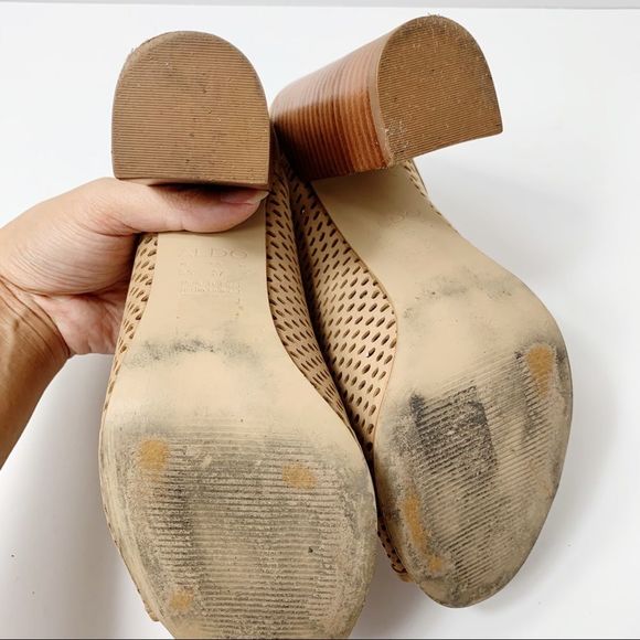 Aldo Thiasa Perforated Mule Heel in Nude - Picture 5 of 7
